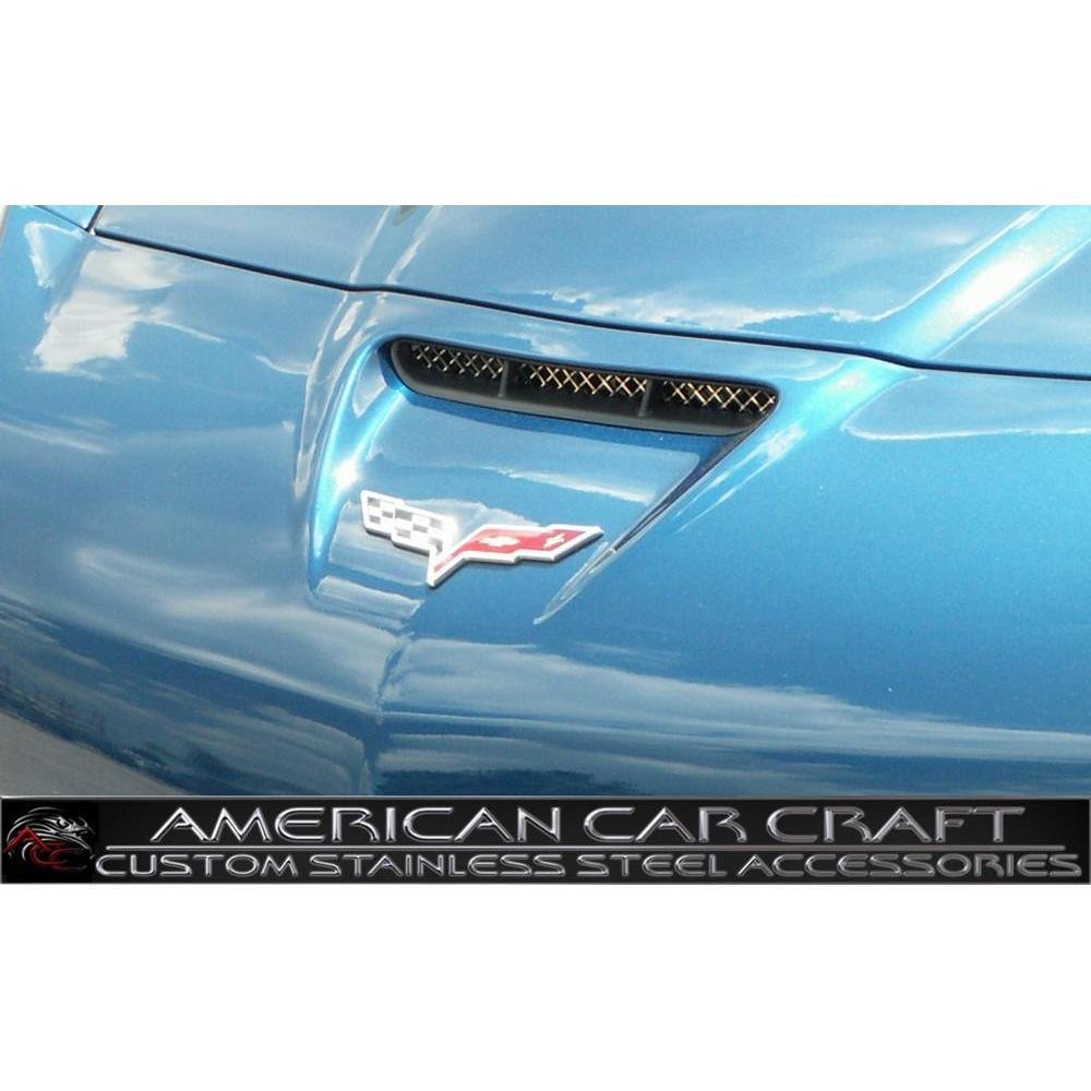 American Car Craft Chevrolet Corvette 2006 2007 2008 2009 2010 2011 2012 2013 Z06 / Grand Sport Mesh Hood Vent Grilles Trim Kit-SR1 Performance