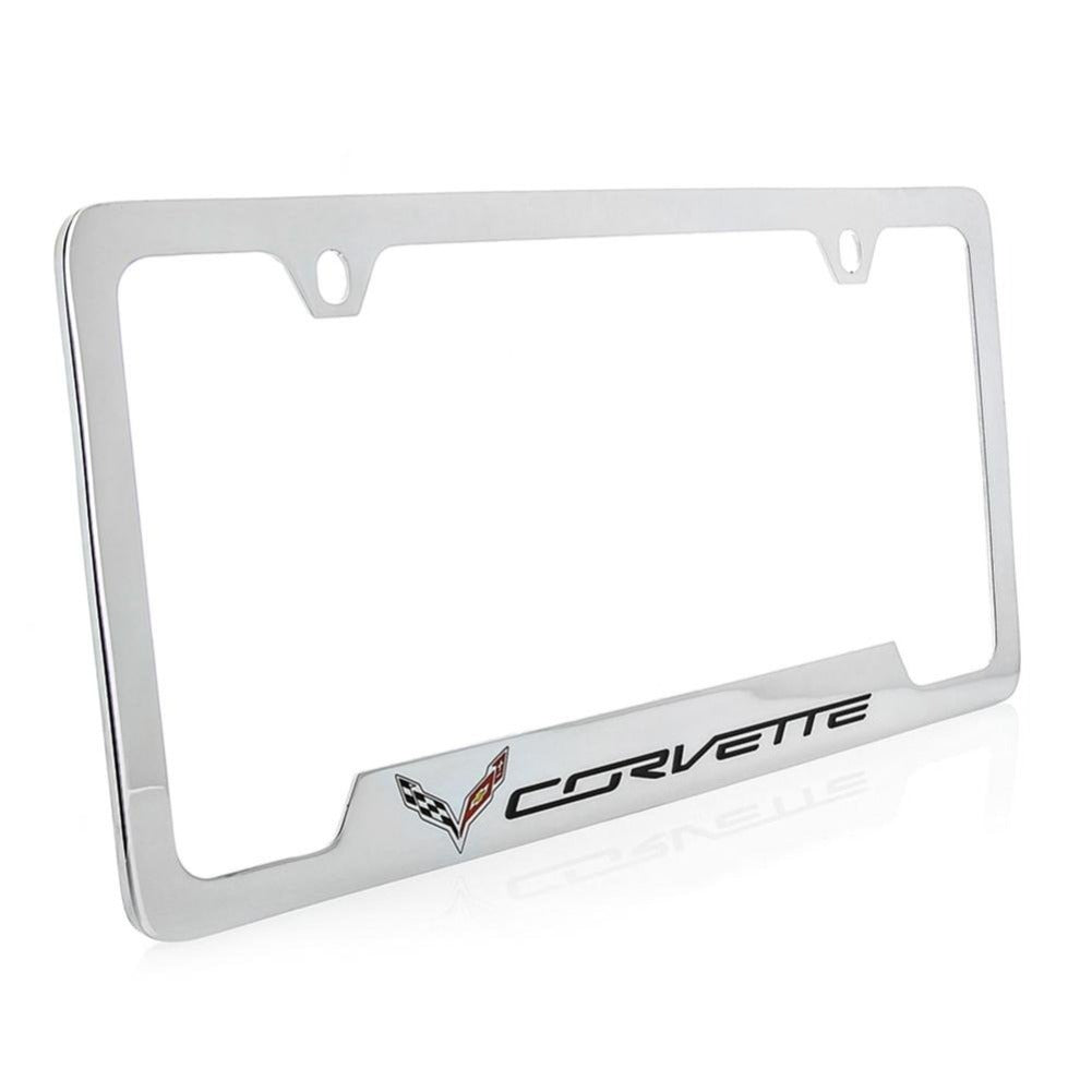 C7 Corvette Stingray Open Corner License Plate Frame - Chrome-SR1 Performance