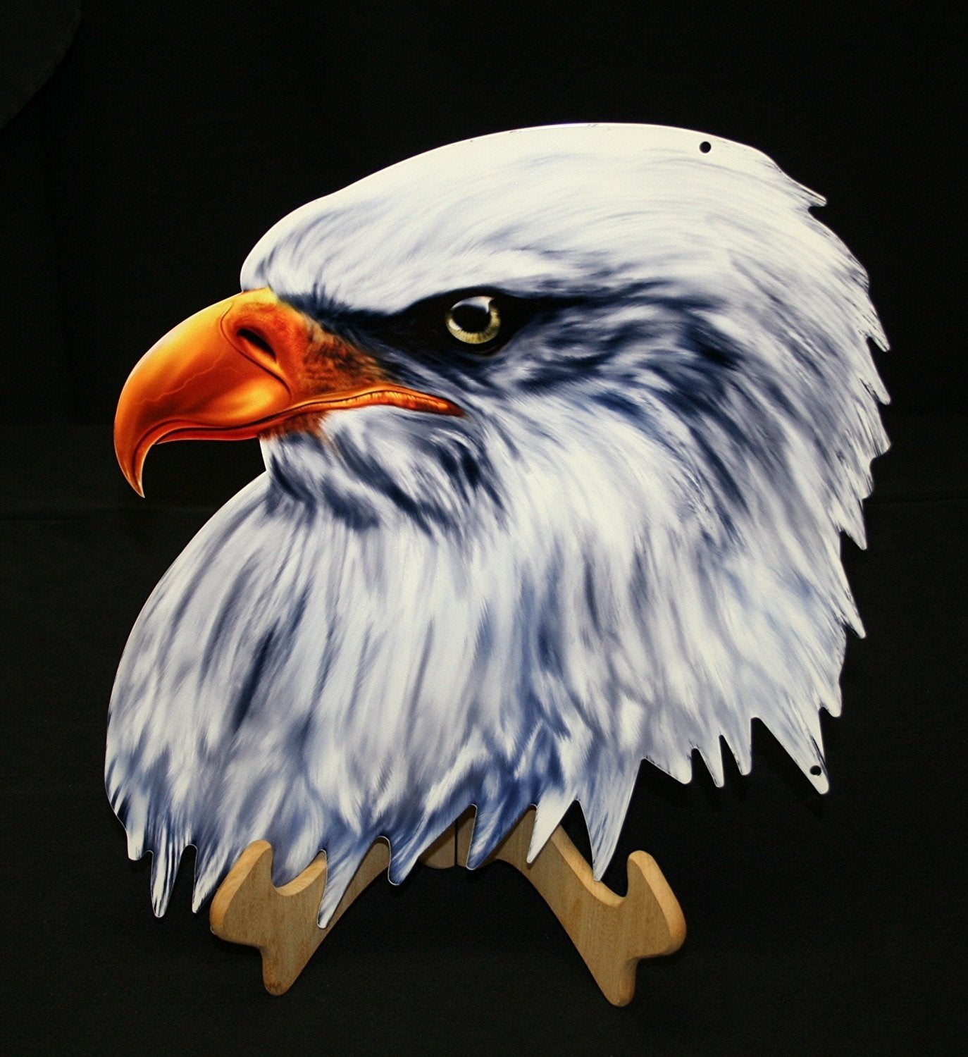 American Bald Eagle Head Cut Out Metal Wall Sign - 18" x 14"