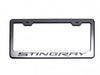 2014 C7 Corvette Stingray License Plate Frame - Chrome w/Stainless Steel Overlay & Carbon Fiber "STINGRAY" Script