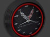 C8 Corvette Clock - 15" Neon Wall Clock with C8 Crossed Flags Logo