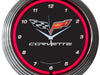 C6 Corvette Clock - 15" Neon Wall Clock with C6 Crossed Flags Logo