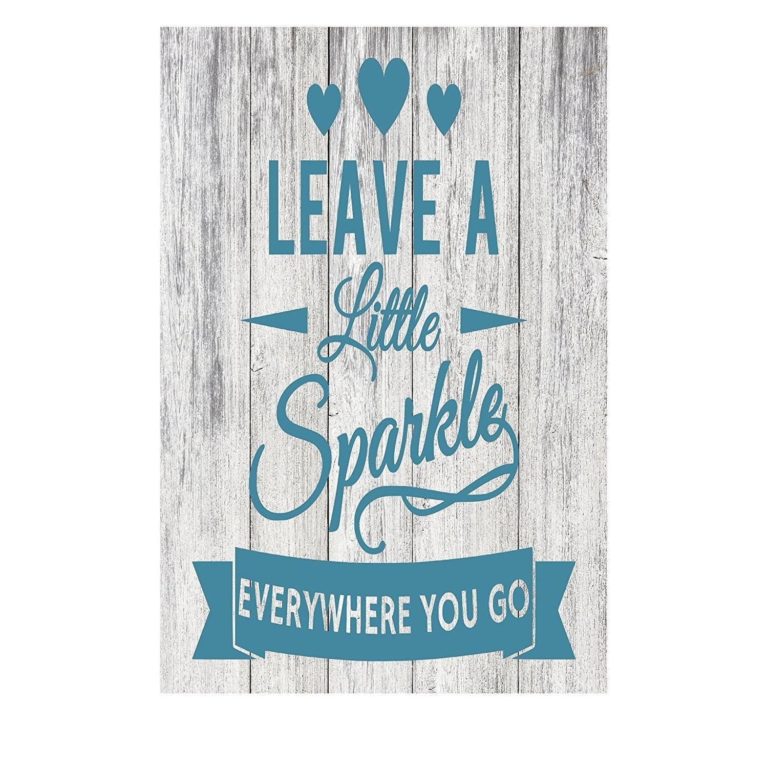 Leave A Little Sparkle Everywhere You Go Inspirational Quote Home Decor Rustic Metal Sign - 12" x 8"