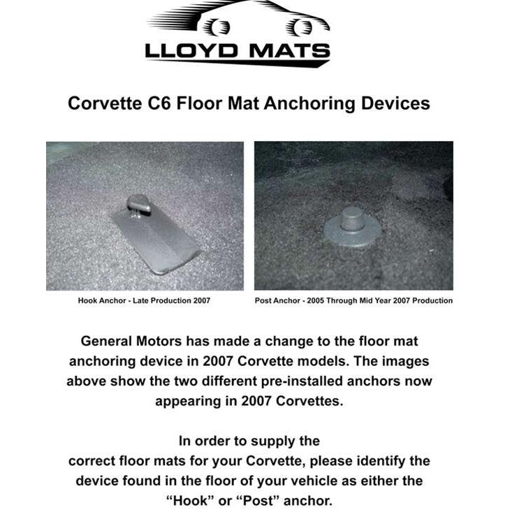 C6 Corvette Mats : 2007.5-2013 Hook Anchor