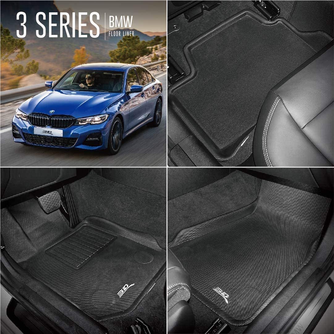 3D MAXpider All-Weather Floor Mats for BMW 3 Series (G20) S Drive 2019-2022 Custom Fit Car Floor Liners, Kagu Series (1st & 2nd Row, Black)-SR1 Performance