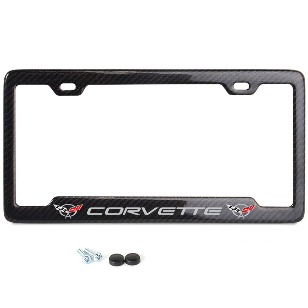 C5 Corvette Script w/Double Logo Notched License Plate Frame - Carbon Fiber-SR1 Performance