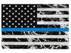 American Flag w/ Blue Line Police Metal Sign 12" x 8"