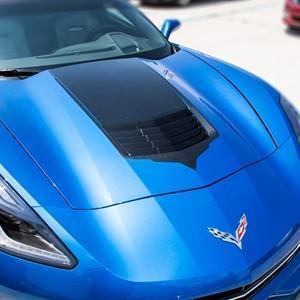 C7 Corvette Stingray Hood Vent Graphic Black Carbon Fiber w/ Brushed Black Trim