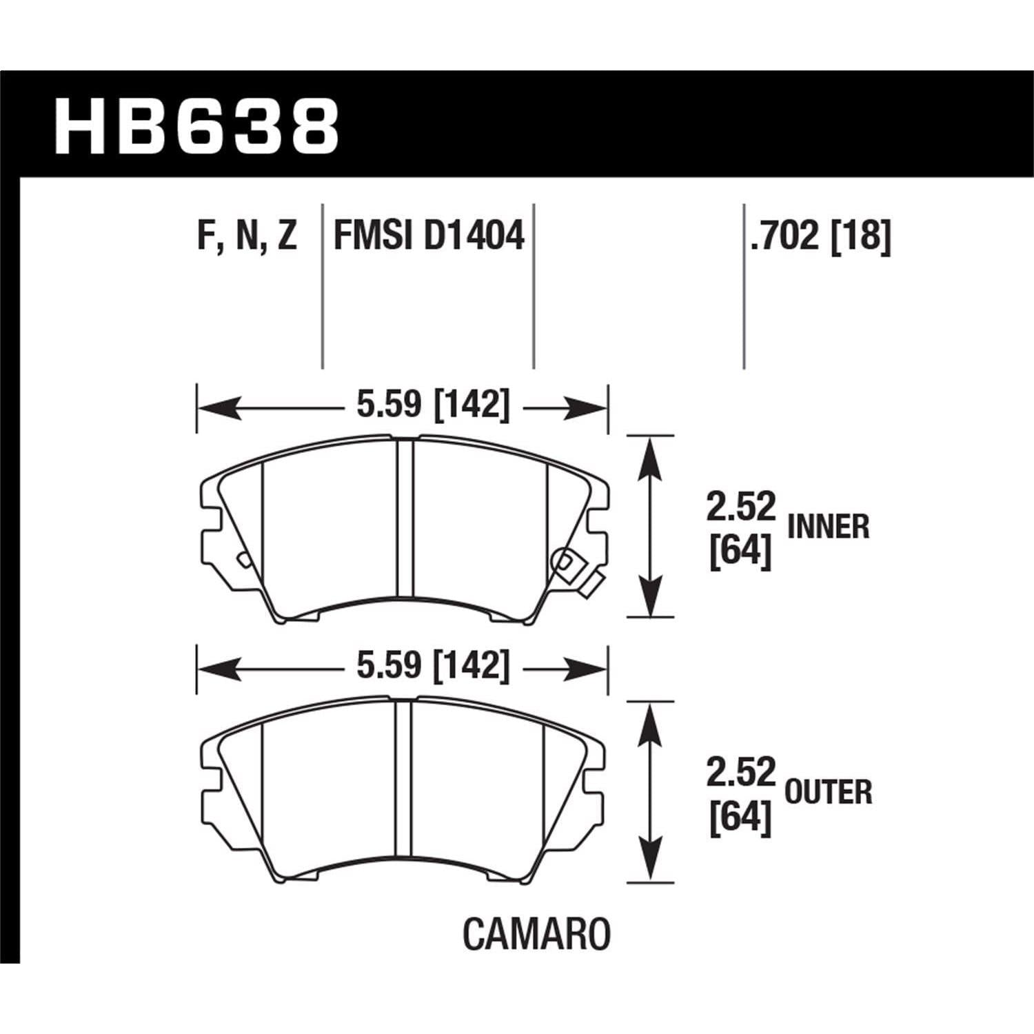Hawk Performance HB638F.702 HPS Performance Ceramic Brake Pad-SR1 Performance
