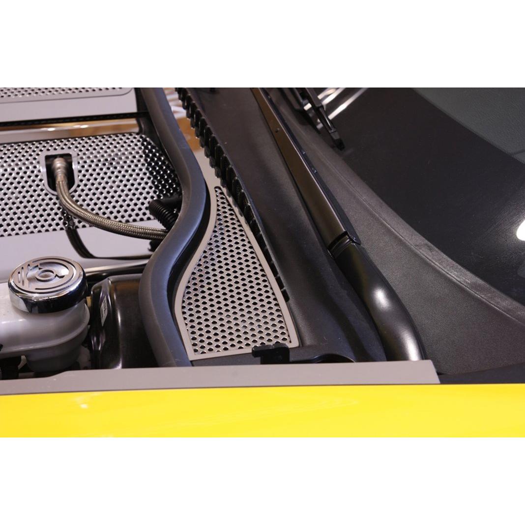 Corvette Wiper Cowl Cover - Perforated Stainless Steel : 2008-2013 C6,Z06,ZR1,Grand Sport