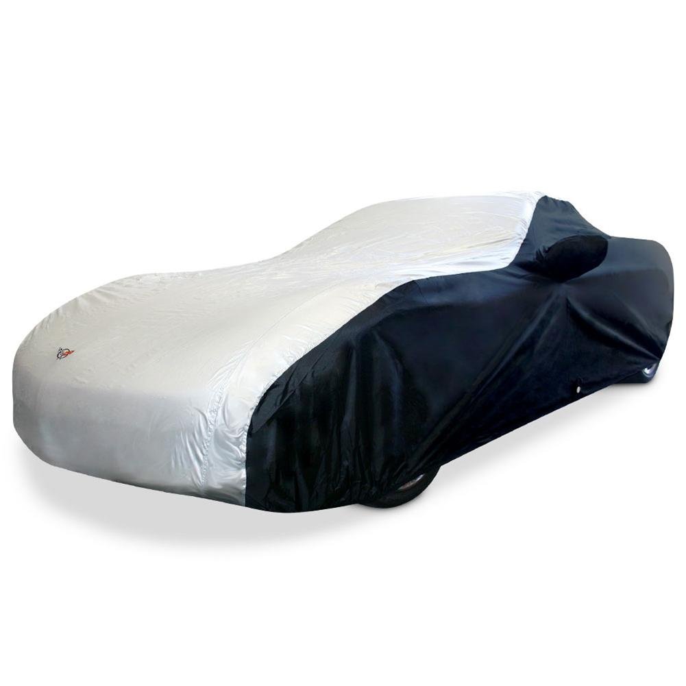 Designer Mat Two Tone 1997-2004 Corvette C5 Embroidered Logo Car Cover (Black/Silver)