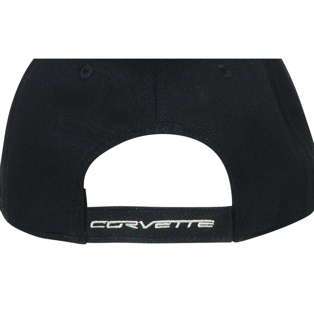 Corvette Logo Flag w/Stripe Hat/Cap - Black : C7 Grand Sport-SR1 Performance