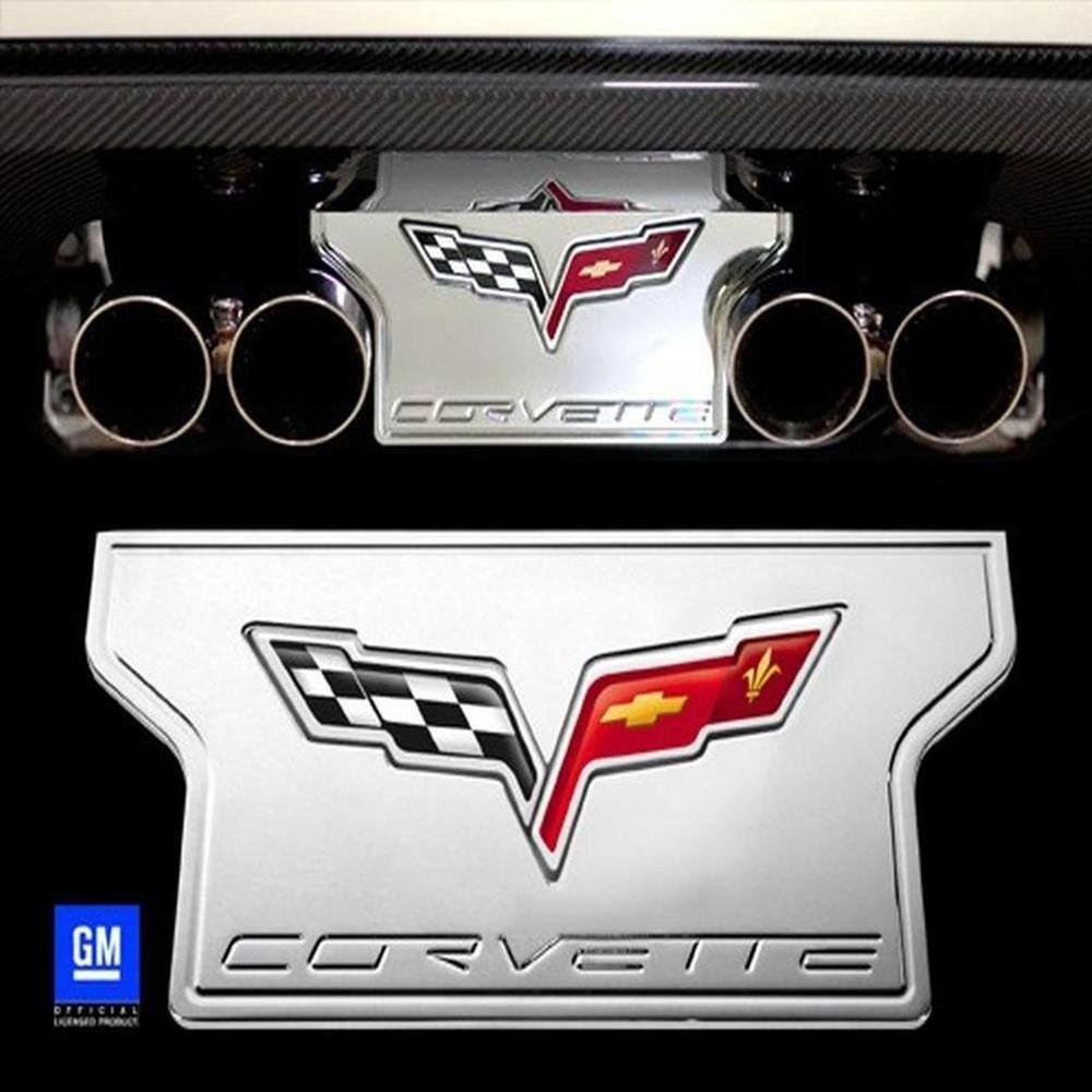 Corvette Exhaust Plate - Billet Chrome with C6 Logo : C6 Non-NPP