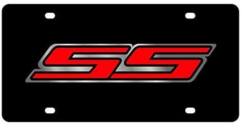 Camaro SS License Plate - Black Laser Acrylic with Red Logo