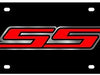 Camaro SS License Plate - Black Laser Acrylic with Red Logo