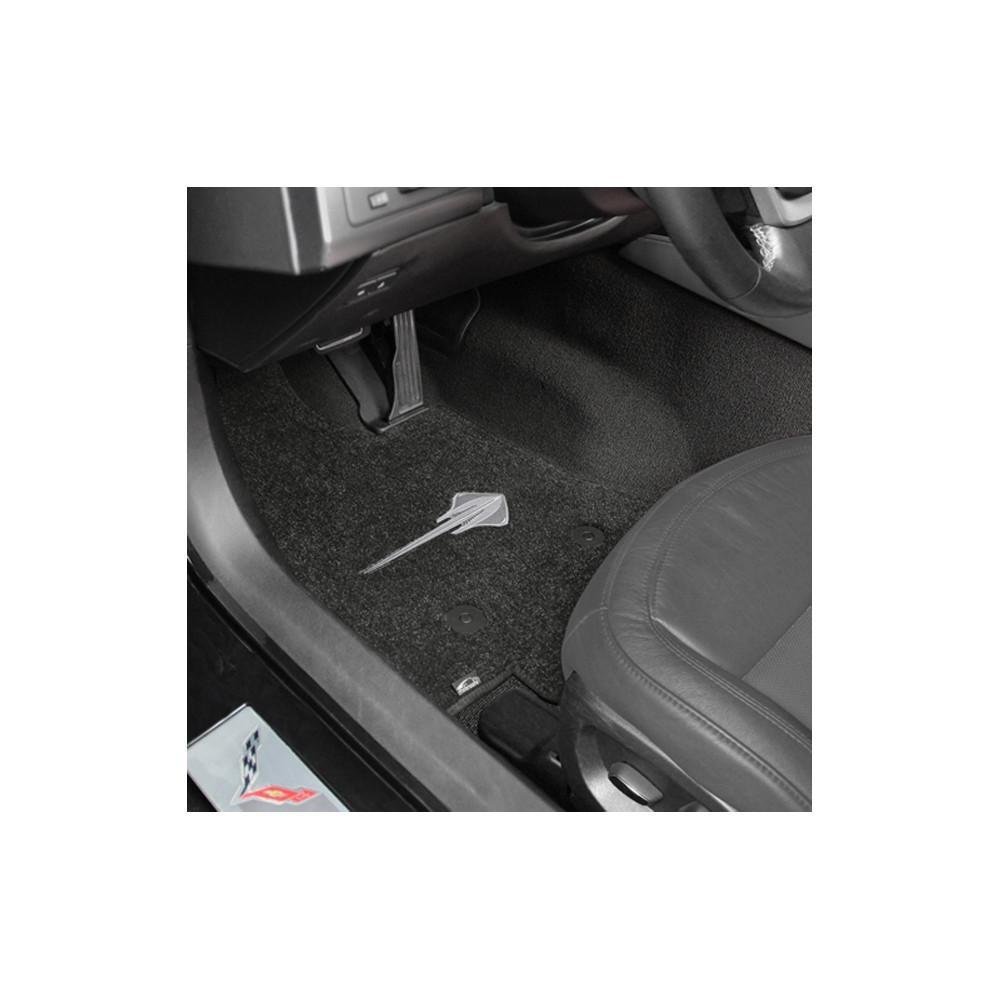 2014-2019 C7 Corvette Stingray Logo Floor Mats - Jet Black-SR1 Performance