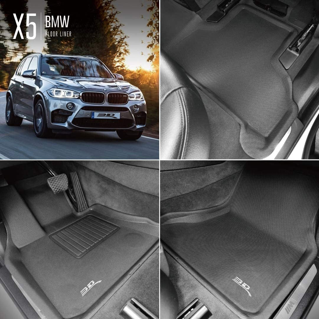 3D MAXpider All-Weather Floor Mats for BMW X5 (F15) 2014-2018 / BMW X6 (F16) 2015-2019 Custom Fit Kagu (1st & 2nd Row, Black)