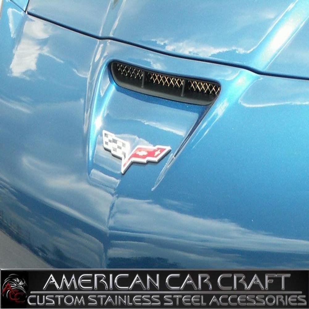 American Car Craft Chevrolet Corvette 2006 2007 2008 2009 2010 2011 2012 2013 Z06 / Grand Sport Mesh Hood Vent Grilles Trim Kit-SR1 Performance