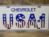 USA Chevrolet Supersized License Plate Metal Sign - Red, White, Blue - 35" X 17.5"