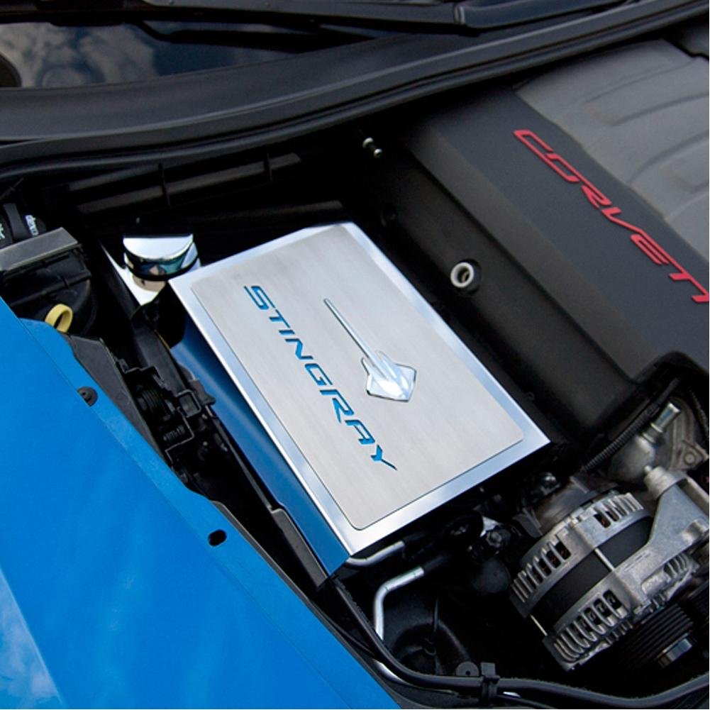 C7 Corvette Stingray Fuse Box Cover with Stingray Emblem / Font Carbon Fiber Colors-SR1 Performance
