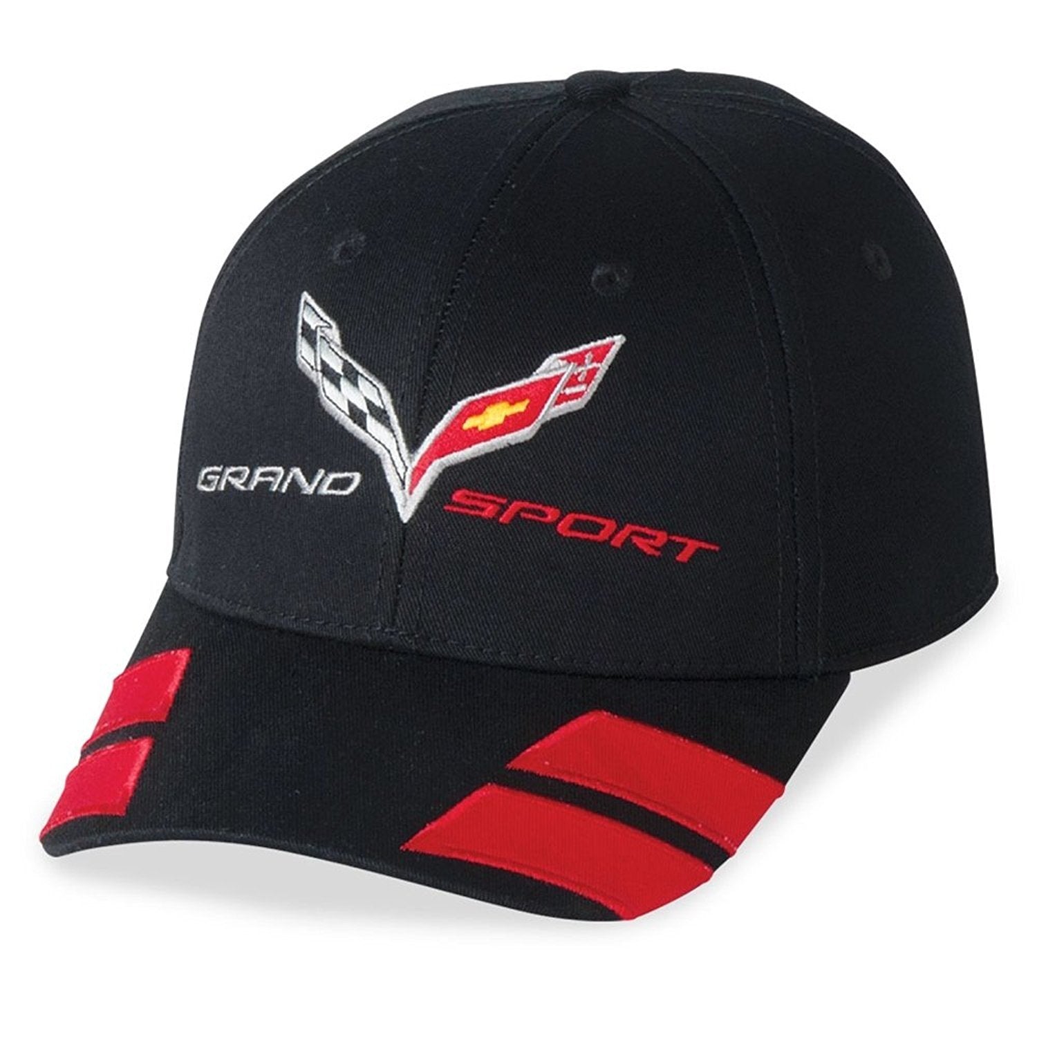Corvette Logo Flag w/Stripe Hat/Cap - Black : C7 Grand Sport-SR1 Performance