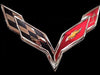 C7 Corvette Crossed Flags Stainless Steel Wall Hanging Sign - Chrome : 22" x 15"
