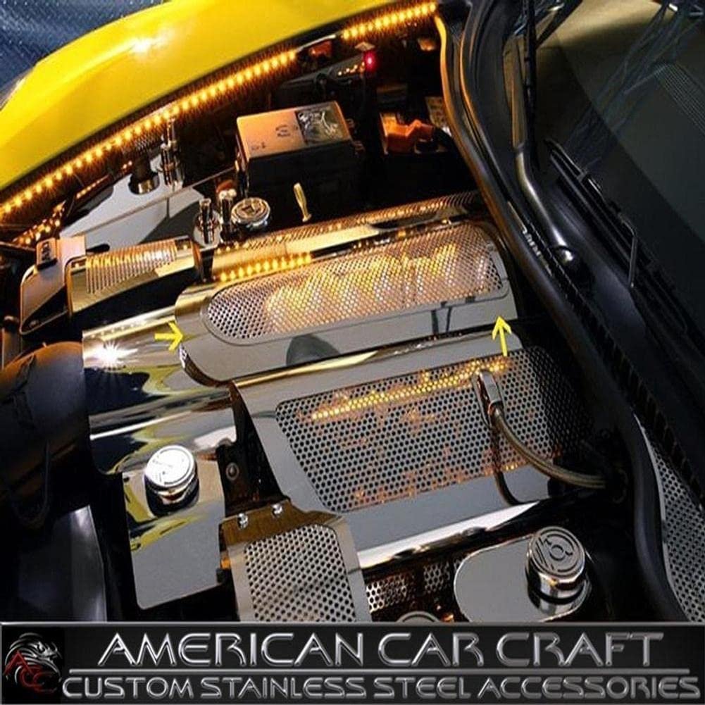 C6/GS Corvette Plenum Cover Low Profile -Perforated Stainless (Illuminated RED)-SR1 Performance