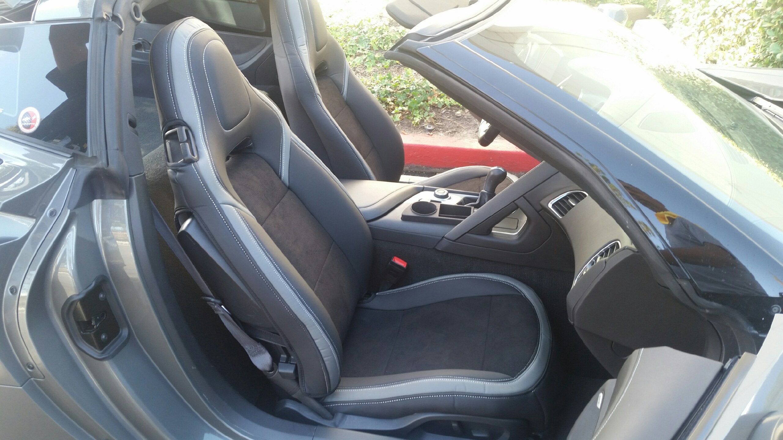 C7 Corvette Seat Covers Custom Fit : Stingray, Z51, Z06, Grand Sport (Black Suede with Blue Accent)