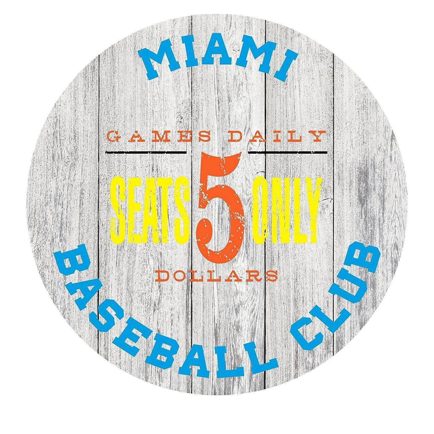 Miami Baseball Club Circle Metal Sign Blue/Yellow/Orange - 11.75"