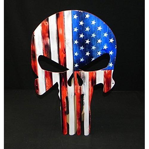USA Flag Skull Large metal Sign - Looks like Wood (24" x 15")-SR1 Performance