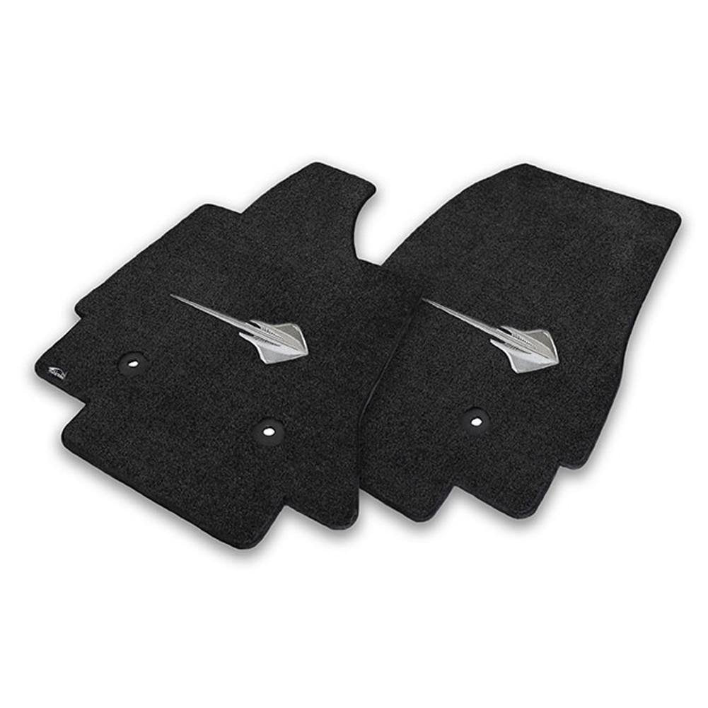 2014-2019 C7 Corvette Stingray Logo Floor Mats - Jet Black-SR1 Performance