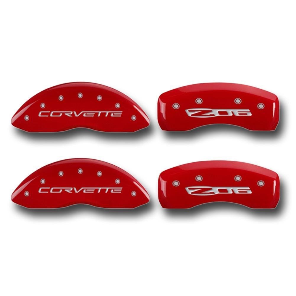 Corvette Brake Caliper Cover Set (4) - Corvette/Z06 Logo Red : 2006-2013 Z06-SR1 Performance