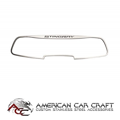 C7 Corvette Brushed Stainless Steel Rear View Mirror With "STINGRAY" Script Trim Fits: 14 and Newer Corvettes with Auto Dim Mirrors