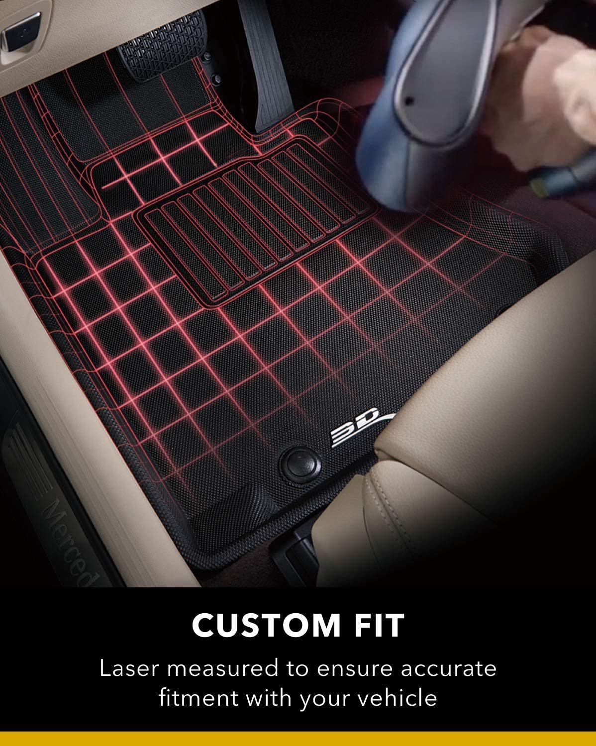 3D MAXpider L1LX03401509 Complete Set Custom Fit All-Weather Floor Mat for Select Lexus IS Models - Kagu Rubber (Black)