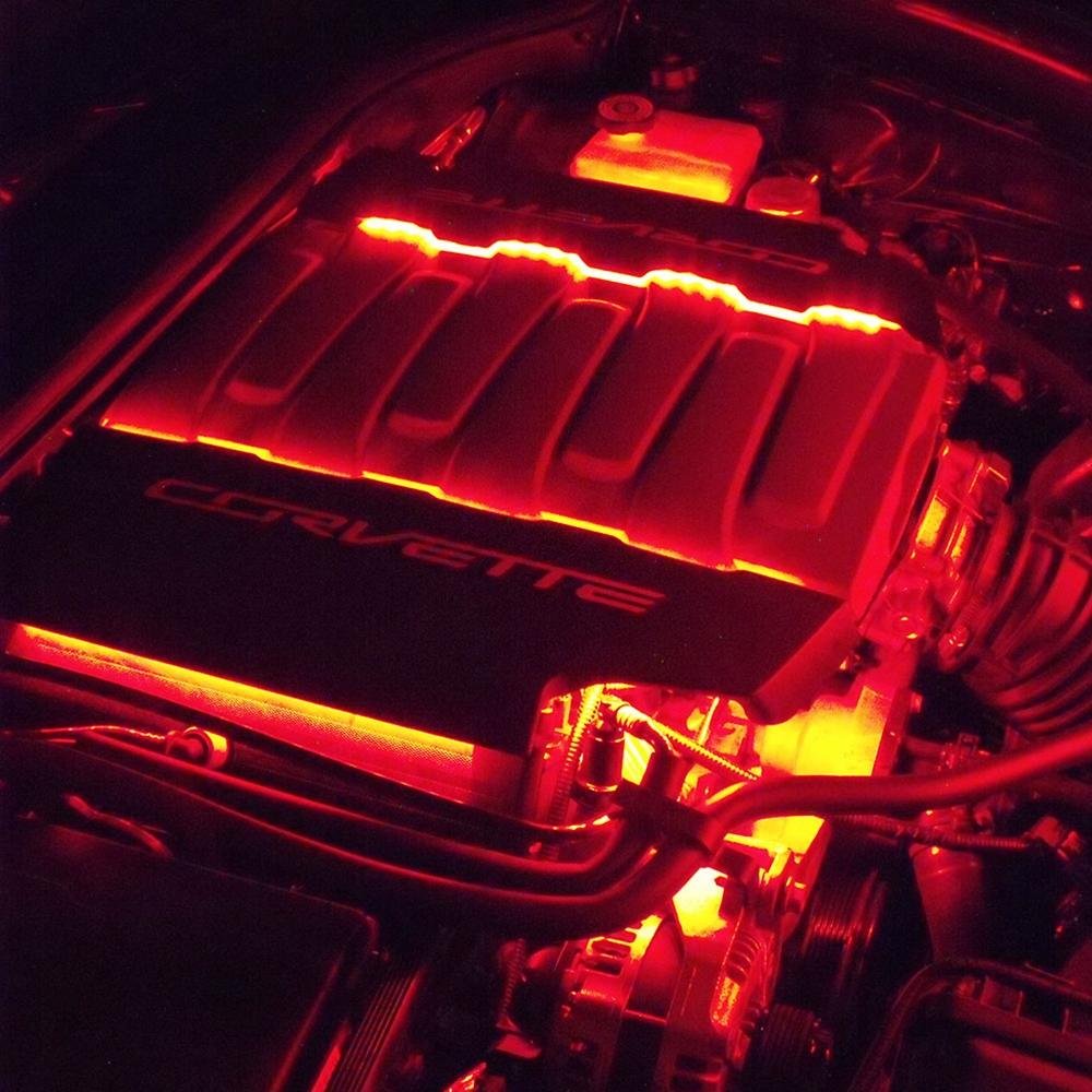 Corvette Fuel Rail Cover LEDs - Hood Switch Controlled : Stingray, Z51, Grand Sport-SR1 Performance