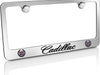 Cadillac License Plate Frame - Chrome with Double Logo & Script