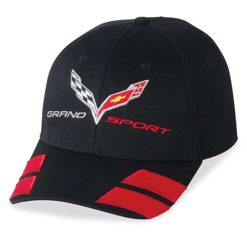 Corvette Logo Flag w/Stripe Hat/Cap - Black : C7 Grand Sport-SR1 Performance