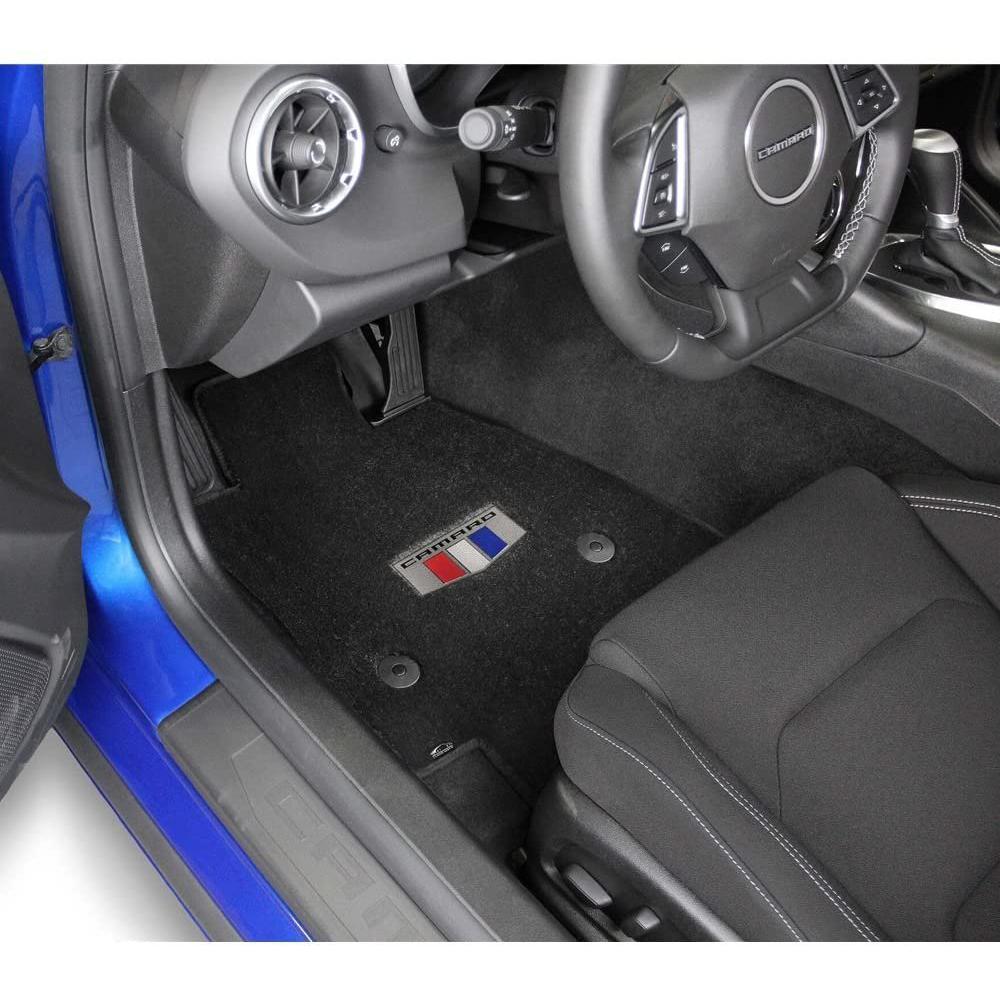2016-2018 Camaro SIX Floor Mats Ebony 2 Pc Camaro Shield Logo-SR1 Performance
