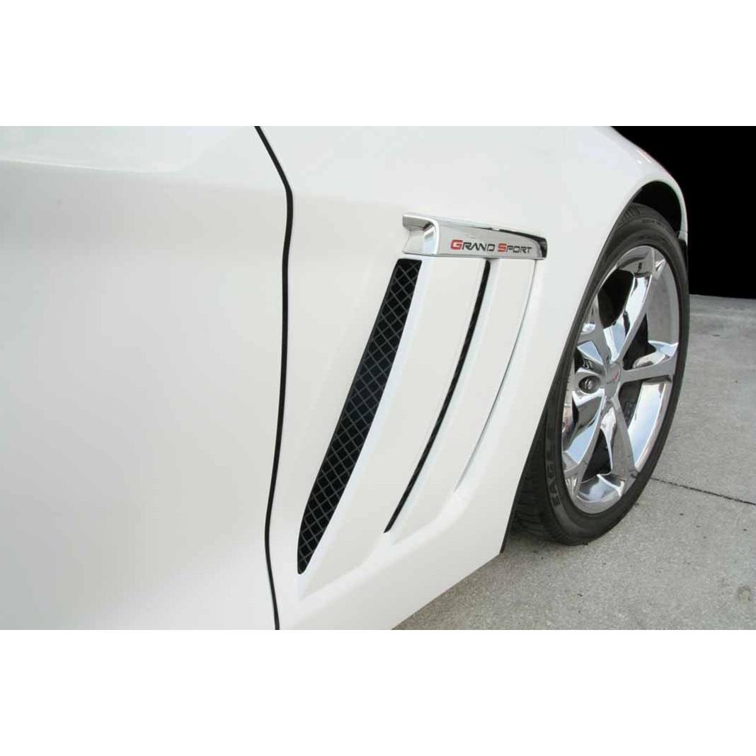 Corvette Grand Sport Front Fender - Laser Mesh Stainless Steel Black Stealth : 2010-2013 Grand Sport-SR1 Performance