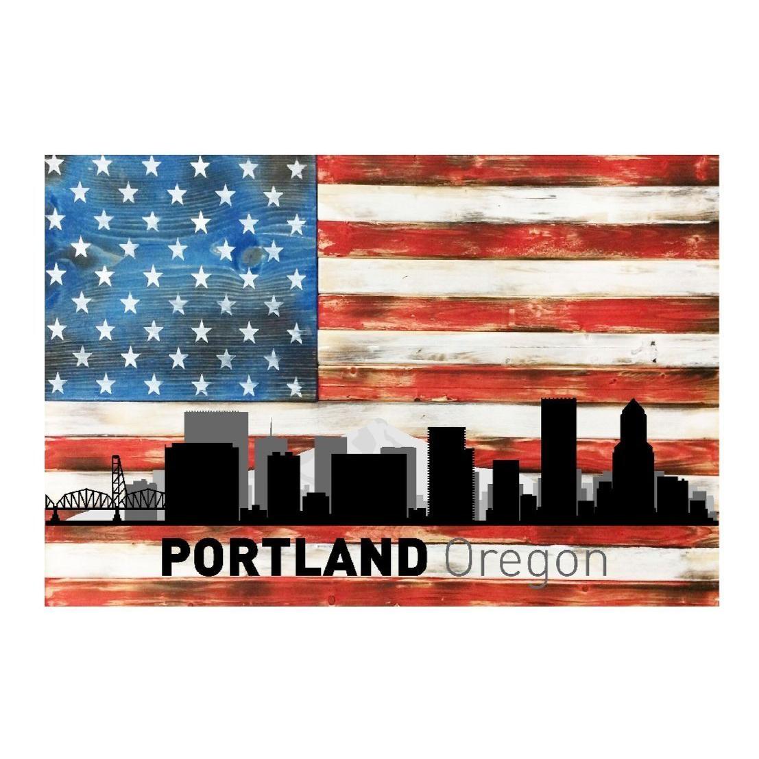 Chicago Illinois City Skyline USA Flag Metal Sign Home Decor - 12" x 8"-SR1 Performance