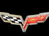 C6 Corvette Crossed Flags Stainless Steel Wall Hanging Sign - Chrome : 22" x 9"