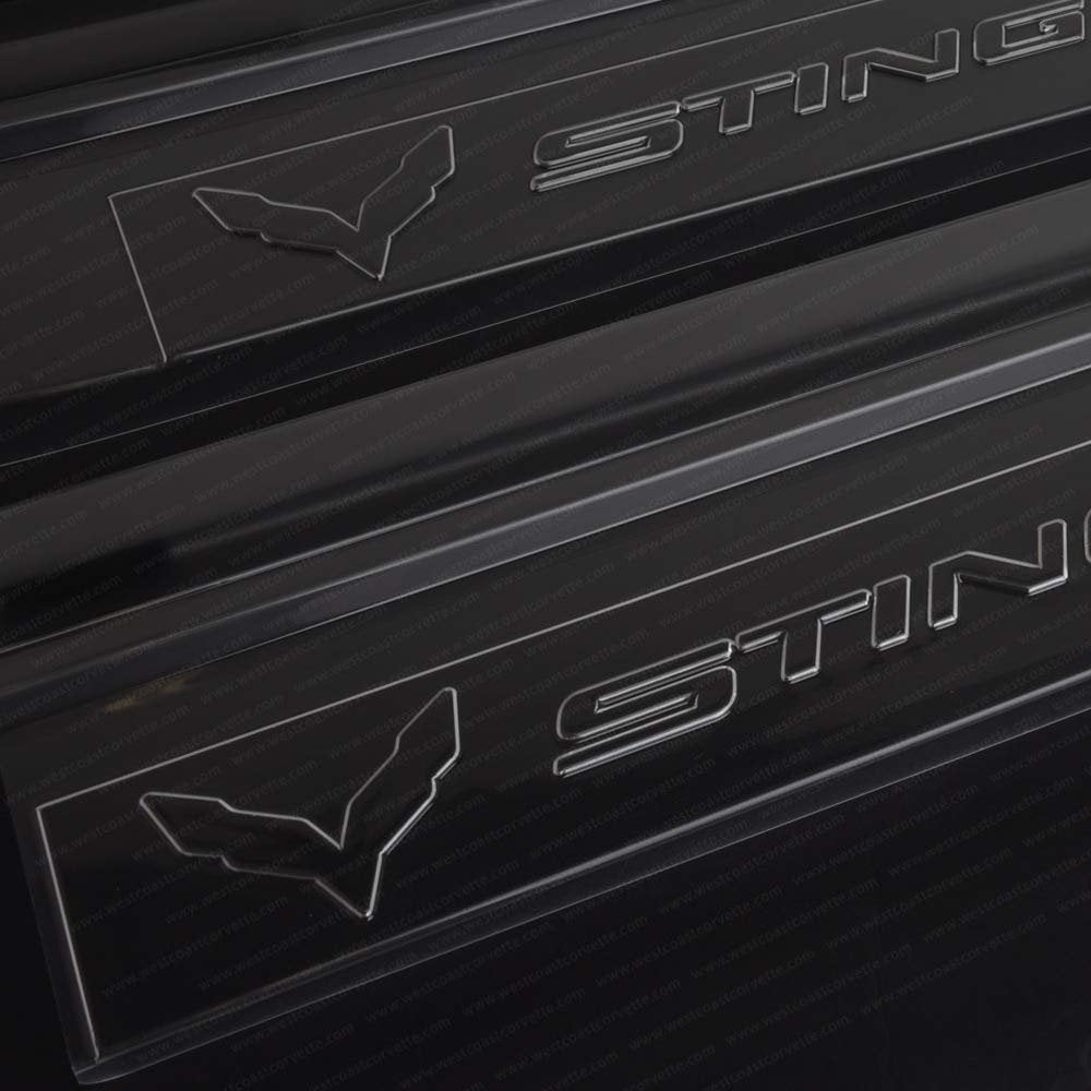 Corvette Clear Door Sill Protectors : C7 Stingray, Z51, Z06 (Clear w/Embossed Stingray Script)-SR1 Performance
