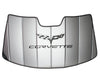 C6 Corvette Windshield Sunshade - Insulated Silver with Crossed Flags Logo