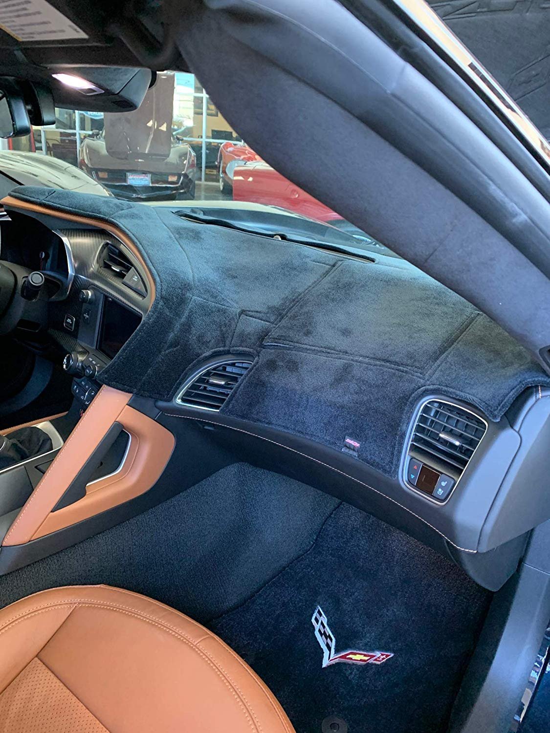 C7 Corvette Velour Dash Mat - Custom Fit - Black