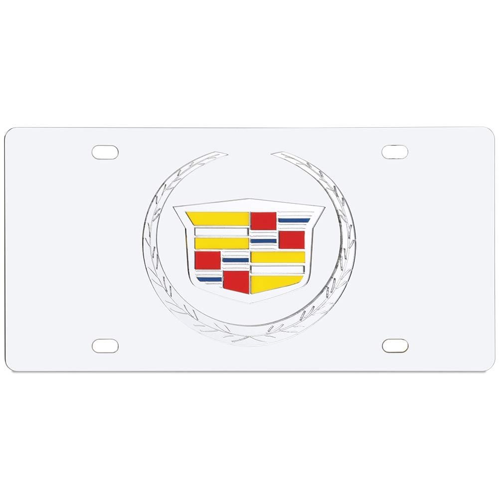 Cadillac Stainless Steel License Plate with Crest Logo - Chrome-SR1 Performance