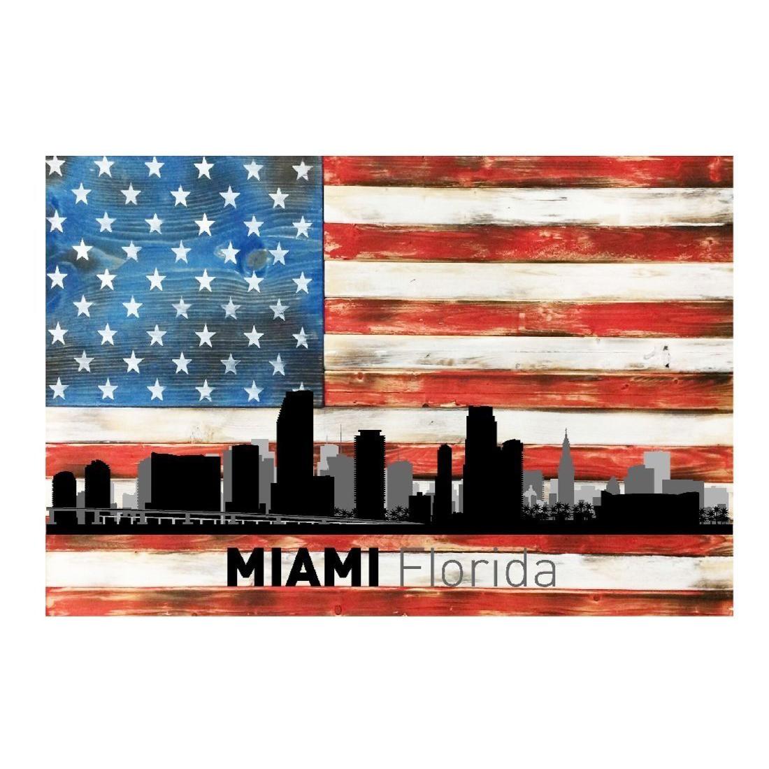 Chicago Illinois City Skyline USA Flag Metal Sign Home Decor - 12" x 8"-SR1 Performance