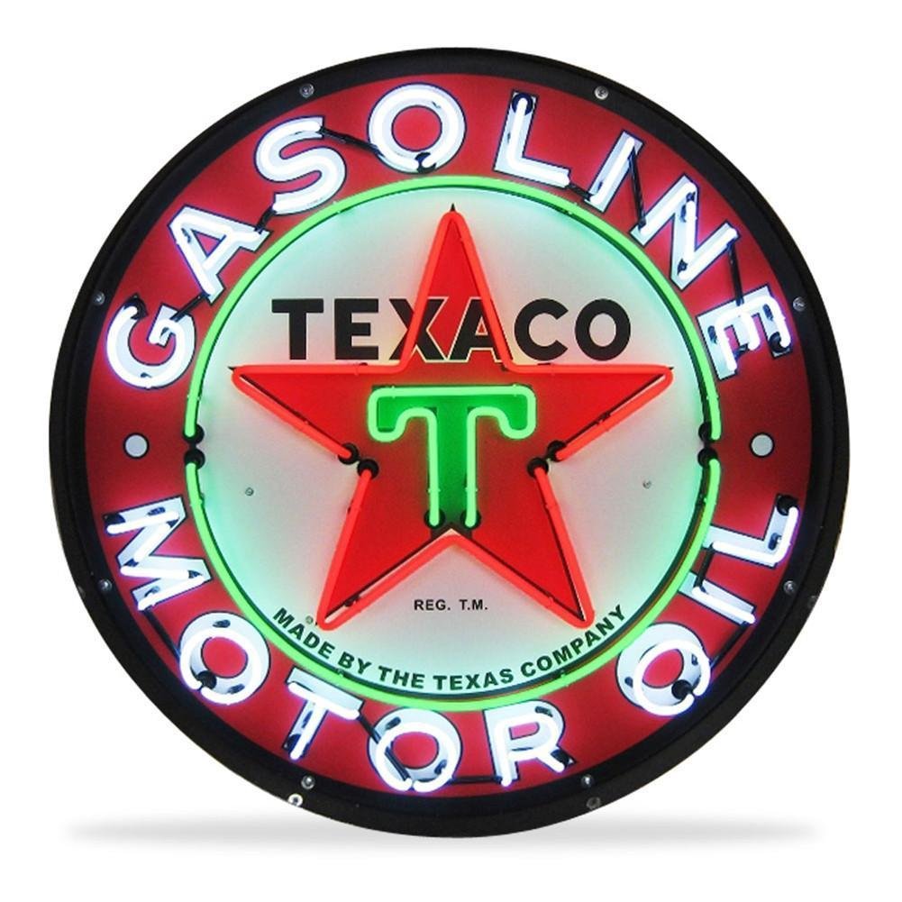 Texaco Motor Oil Neon Sign in a Metal Can : 36in