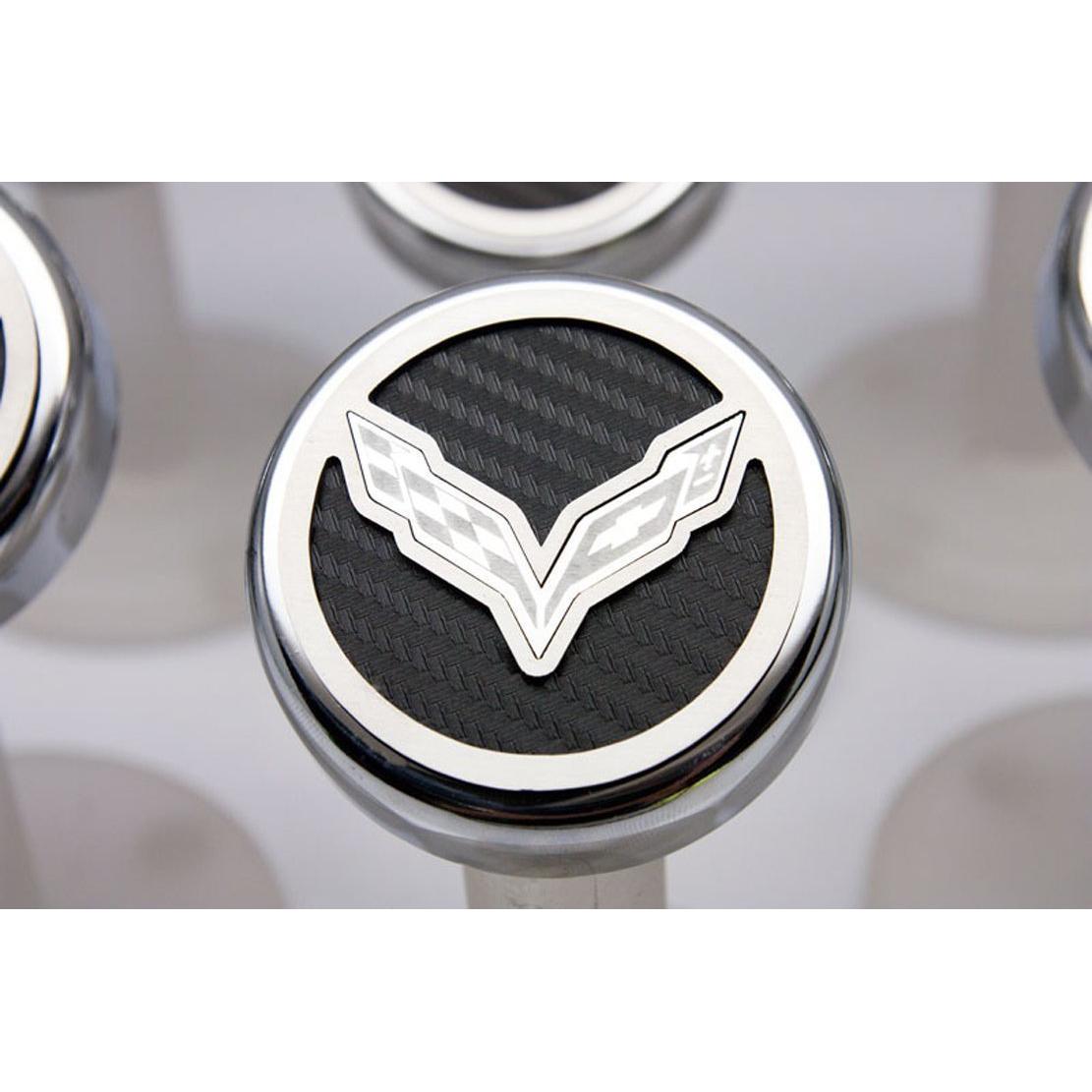 American Car Craft 053014-GRN Green Carbon Fiber Fluid Cap Cover Set, 6 Piece (Corvette Flag Emblem)-SR1 Performance