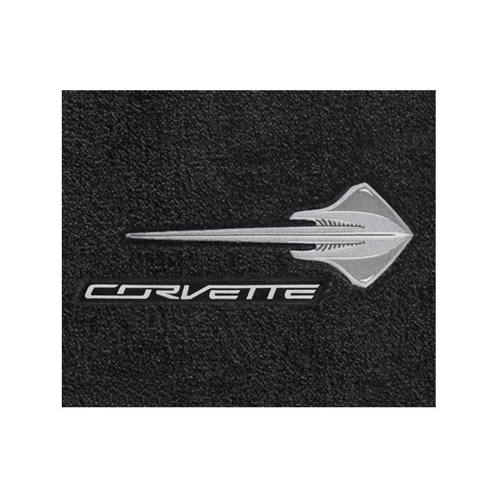 Lloyd Mats Ultimat C7 Corvette STINGRAY Logo & CORVETTE Script Silver On Black Floor Mats (2014-2015-2016)