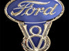Classic Ford V8 Stainless Steel Wall Hanging Sign - Blue/Chrome : 26" x 23"